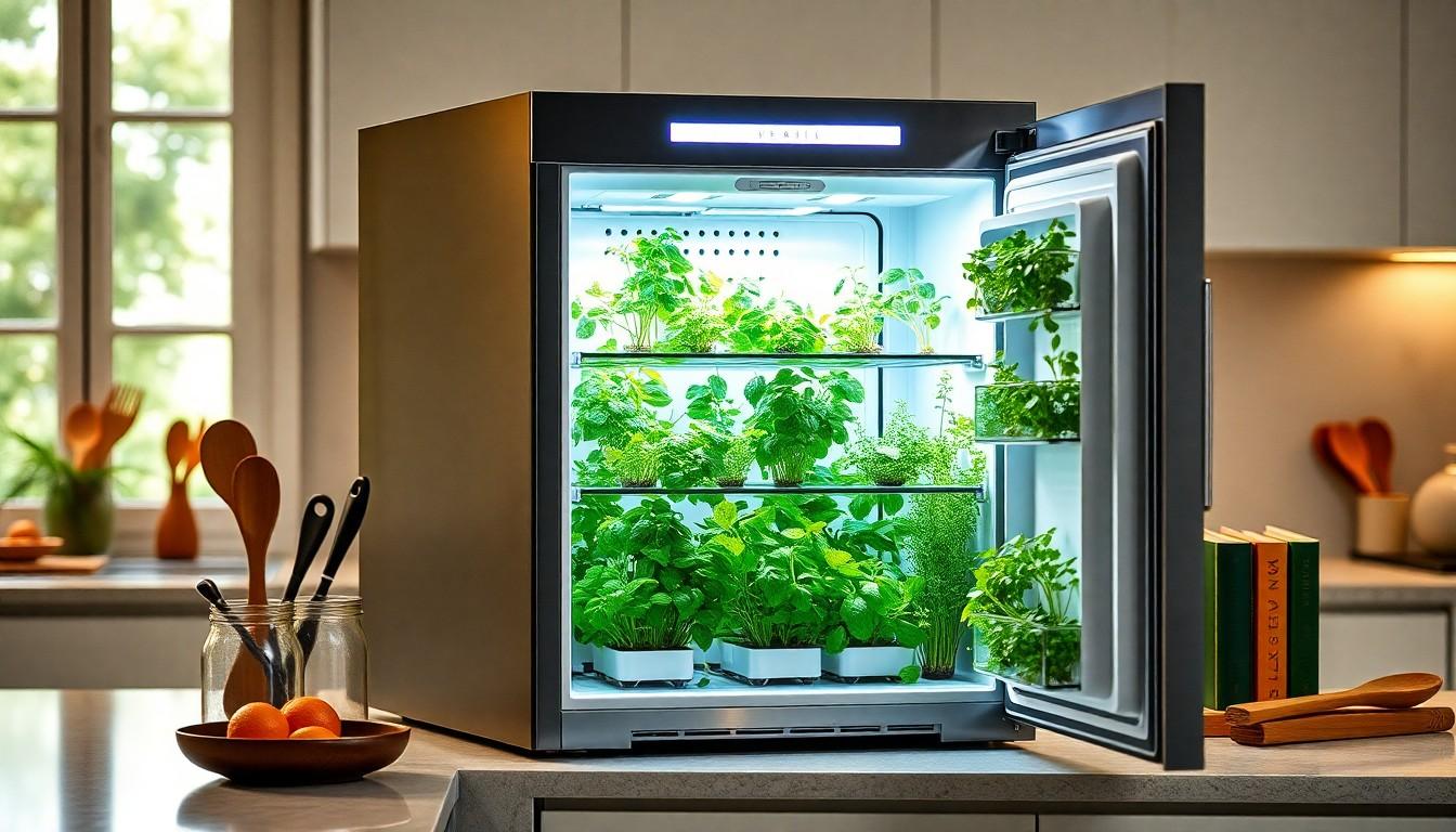 herb growing fridge